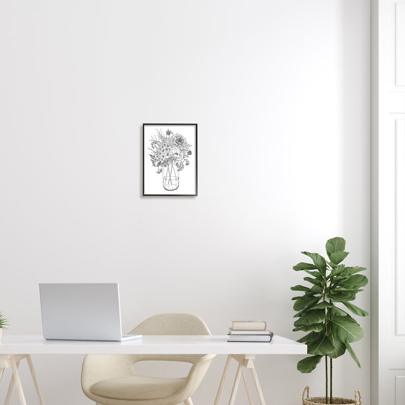 Bouquet de fleurs détaillé détaillé, Giclée encadrée noir minuit, H 14 po x l 11 po x P 1,5 po