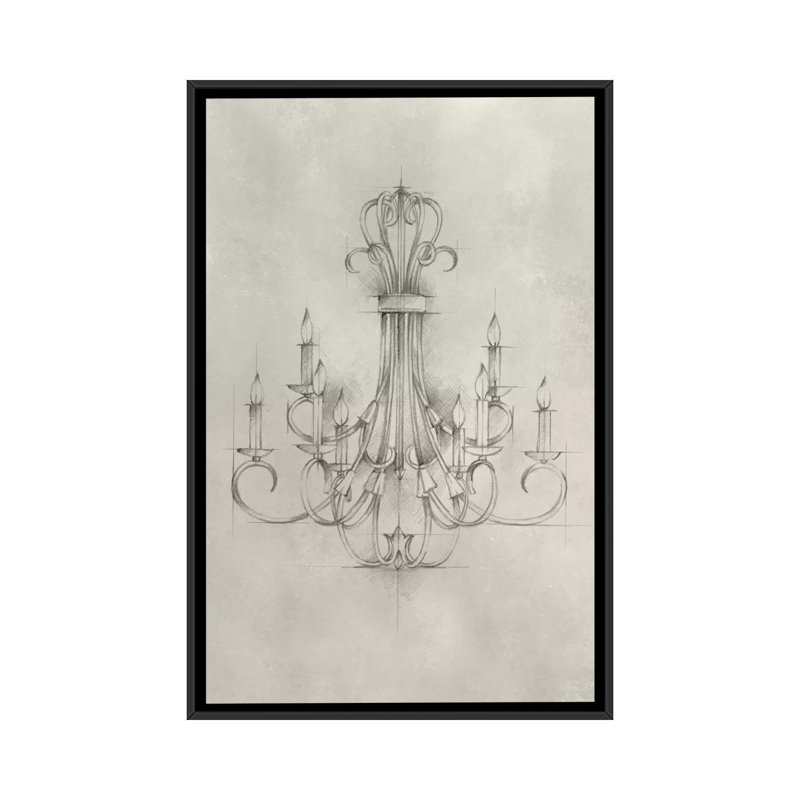 " Chandelier Schematic IV " by Ethan Harper, 26" H x 18" W x 1.5" D, Black Framed Canvas, No Mat