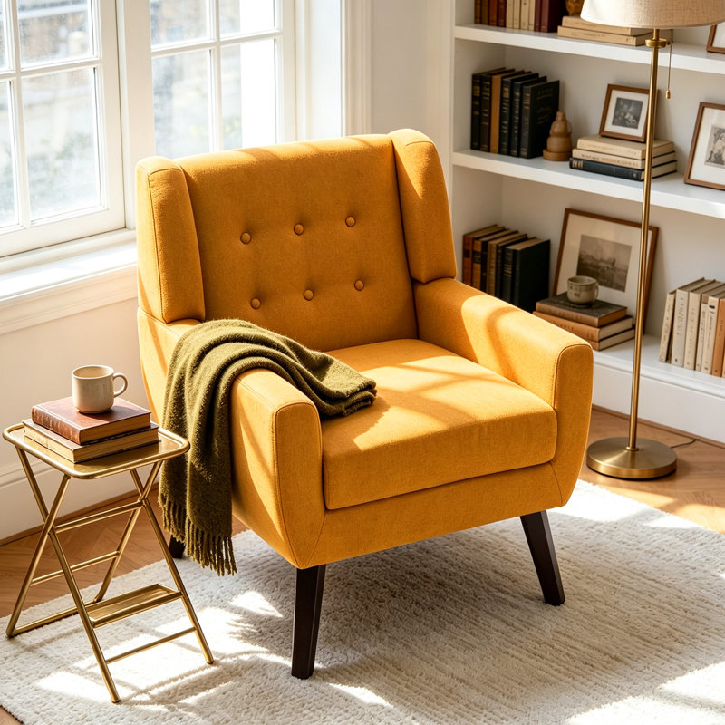 Fauteuil Jaqueze, Mélange de lin orange performance