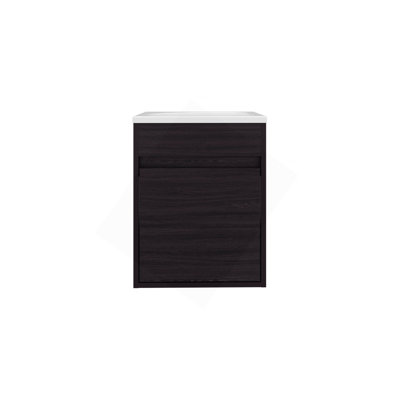Furman Bathroom Vanity With Single Door And Open Shelf, Compact Floating Sink Base Cabinet, Black