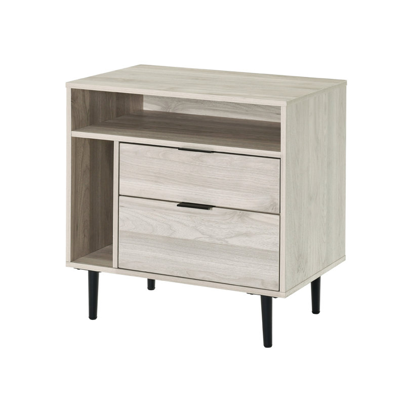 Aderita 2-Drawer Nightstand with Magazine Storage, Birch