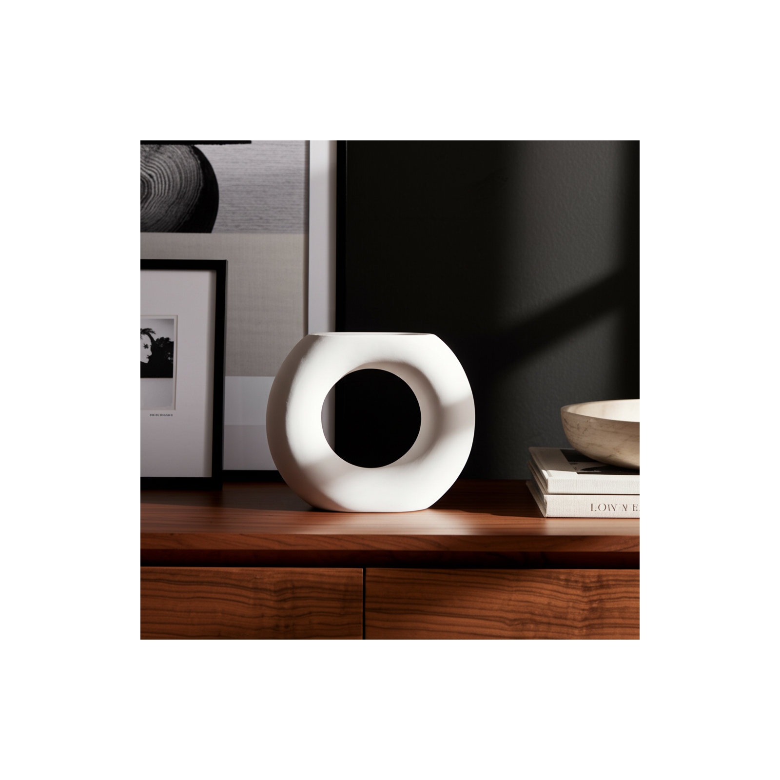 Tocara Handmade Ceramic Table Vase, White, 5.43" H x 6.53" W x 1.81" D