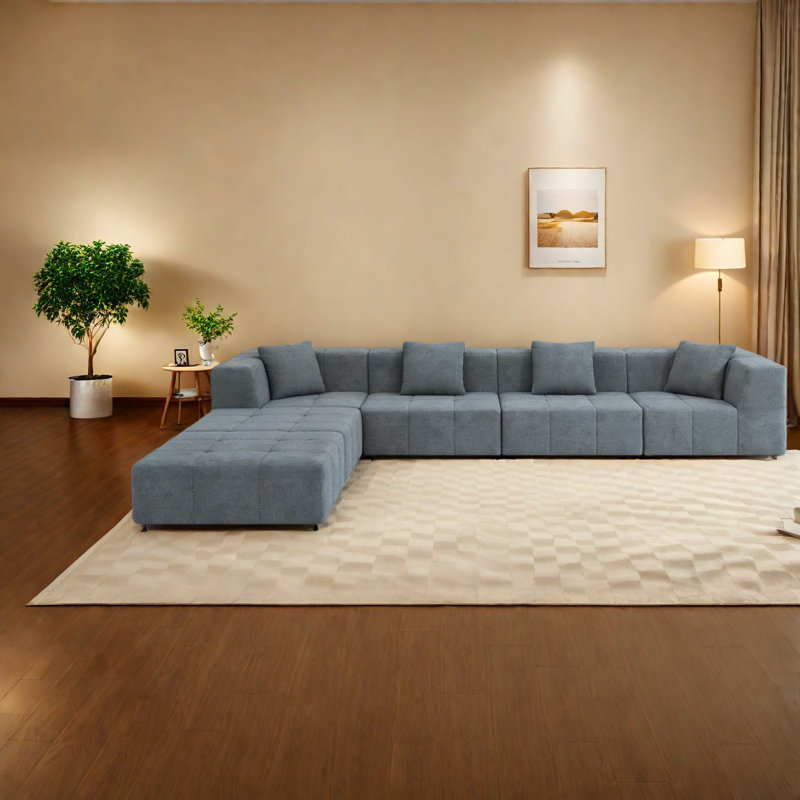 Canapés modulaires confortables, canapé en flanelle gris pour la maison