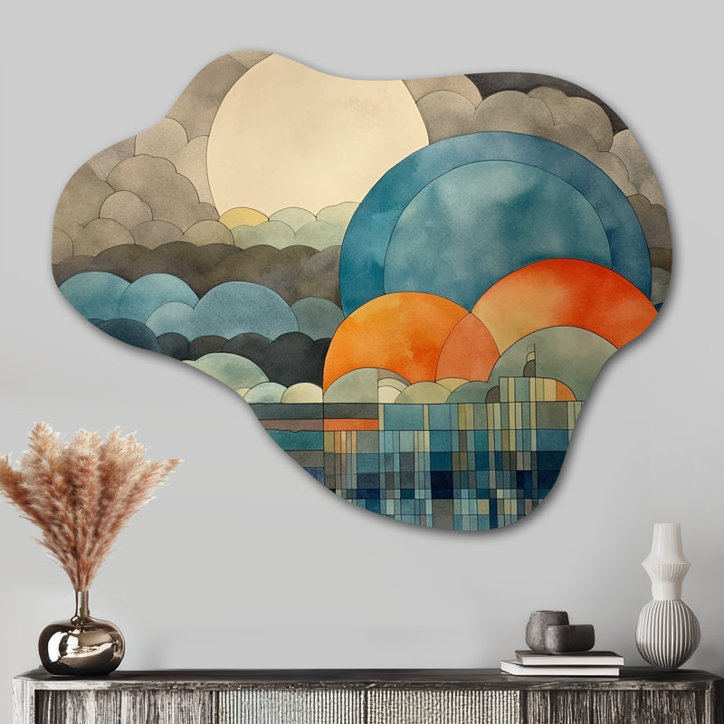 Giant Sun Cloud - Art moderne de plage asymétrique, sculpture murale en métal Freeform, H 27 po x l 35 po