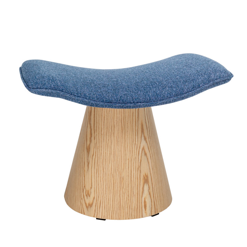 Jalsingh Upholstered Ottoman, Blue Revolution Performance Fabrics®, Natural Oak