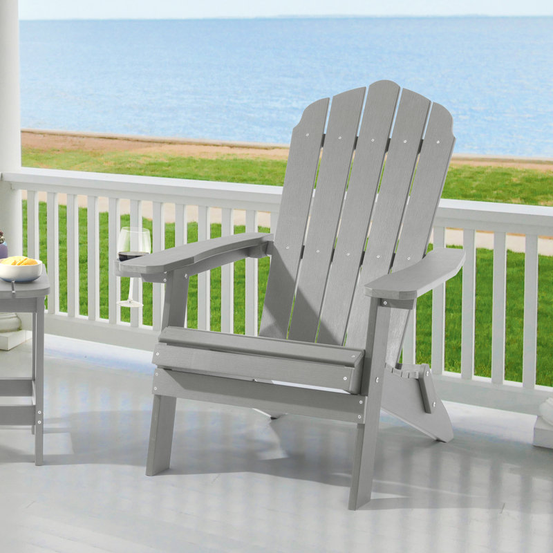 Chaise Adirondack pliante en plastique Ramilla, Gris clair