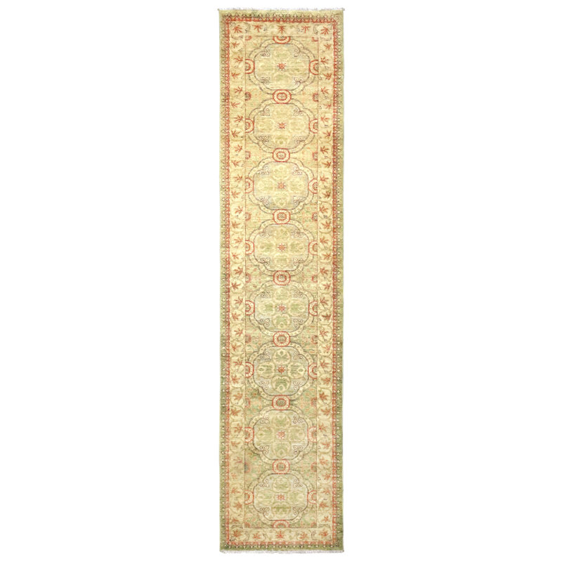 Tapis oriental en laine / soie tissé à la main Chateau en brun, Tapis de couloir 2 pi 7 po x 11 pi 1 po