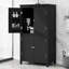 Armoire de salle de bain large - 4 portes avec tablettes réglables noires-1279452508