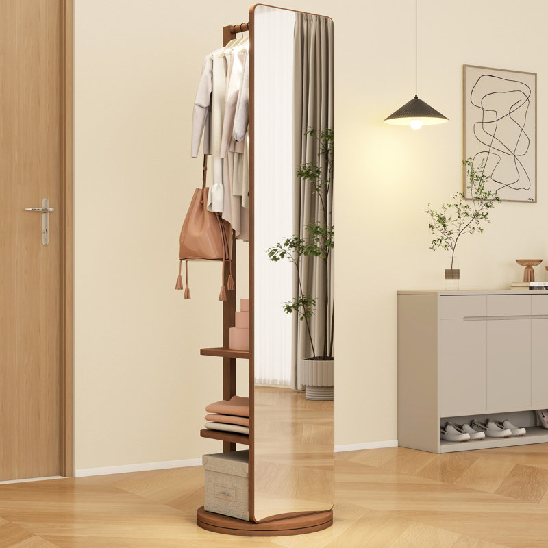 Miroir double 19,6 x 68,8 po en noyer, fabriqué en bois massif, en bois d'hévéa et en verre - augmente la capacité de rangement de la maison, finition noyer, 19,6 x 68,8 po et convient à un décor de plage