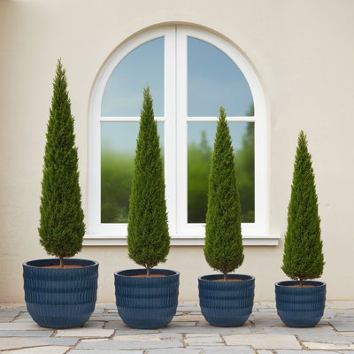 Ensemble de 4 pots de fleurs de 14 po en céramique pour l'intérieur et le jardin