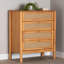 Commode 4 tiroirs en bois brun doré et brun avec rotin patiné Betzayda Baxton Studio Jenn