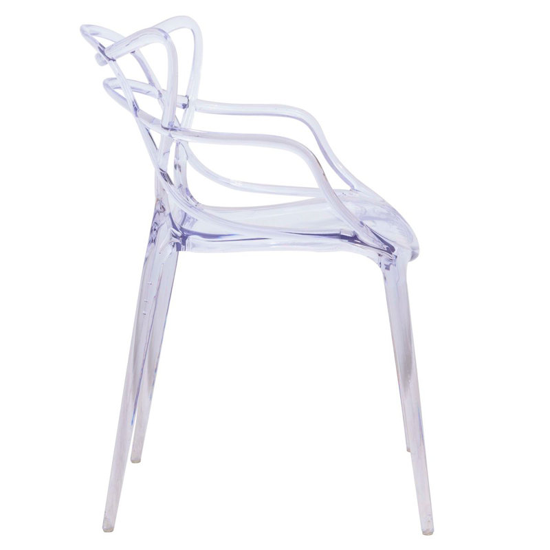 Duffield Dining Chair with Wire Back Design Stackable Accent Arm Chair No Assembly, Clear