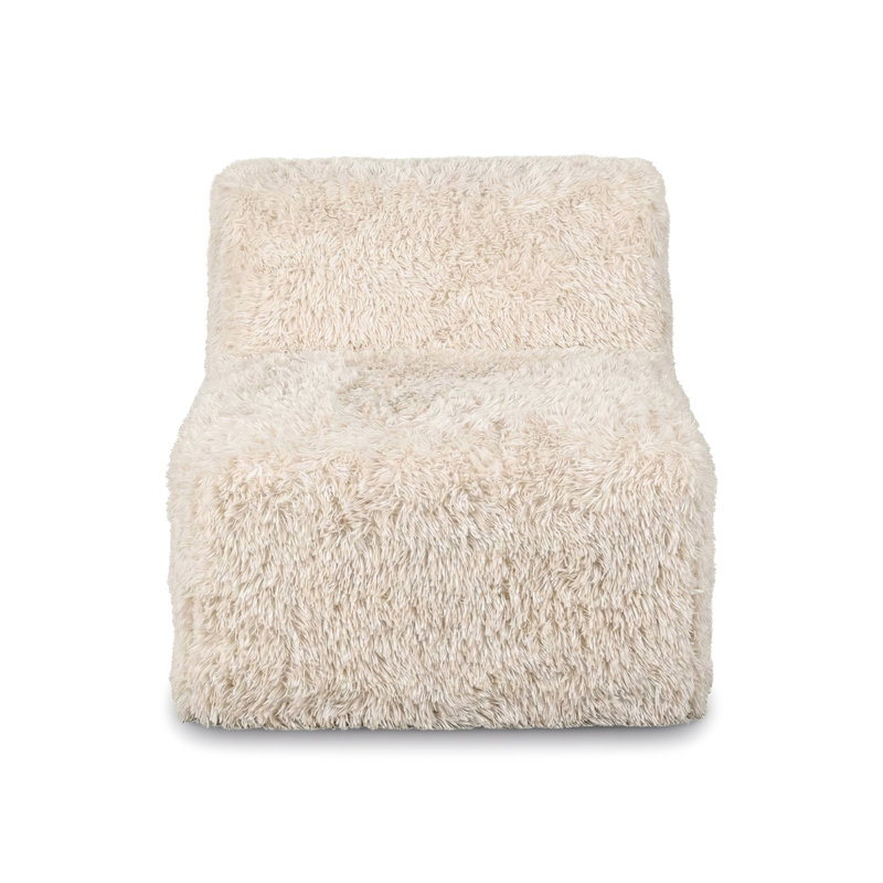 Cathryn Faux Fur Foam Modular Compressed Armless Chair, Beige