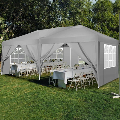 Tente escamotable 236 × 118 po, tente commerciale imperméable avec 6 parois latérales amovibles