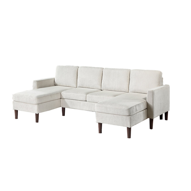 Canapé modulaire moderne beige à 3 pieds avec pieds fuselés et assise spacieuse avec dossier confortable