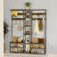 Benjahmin Adjustable Industrial Hall Tree Coat Rack Stand With Shoe Storage Shelves