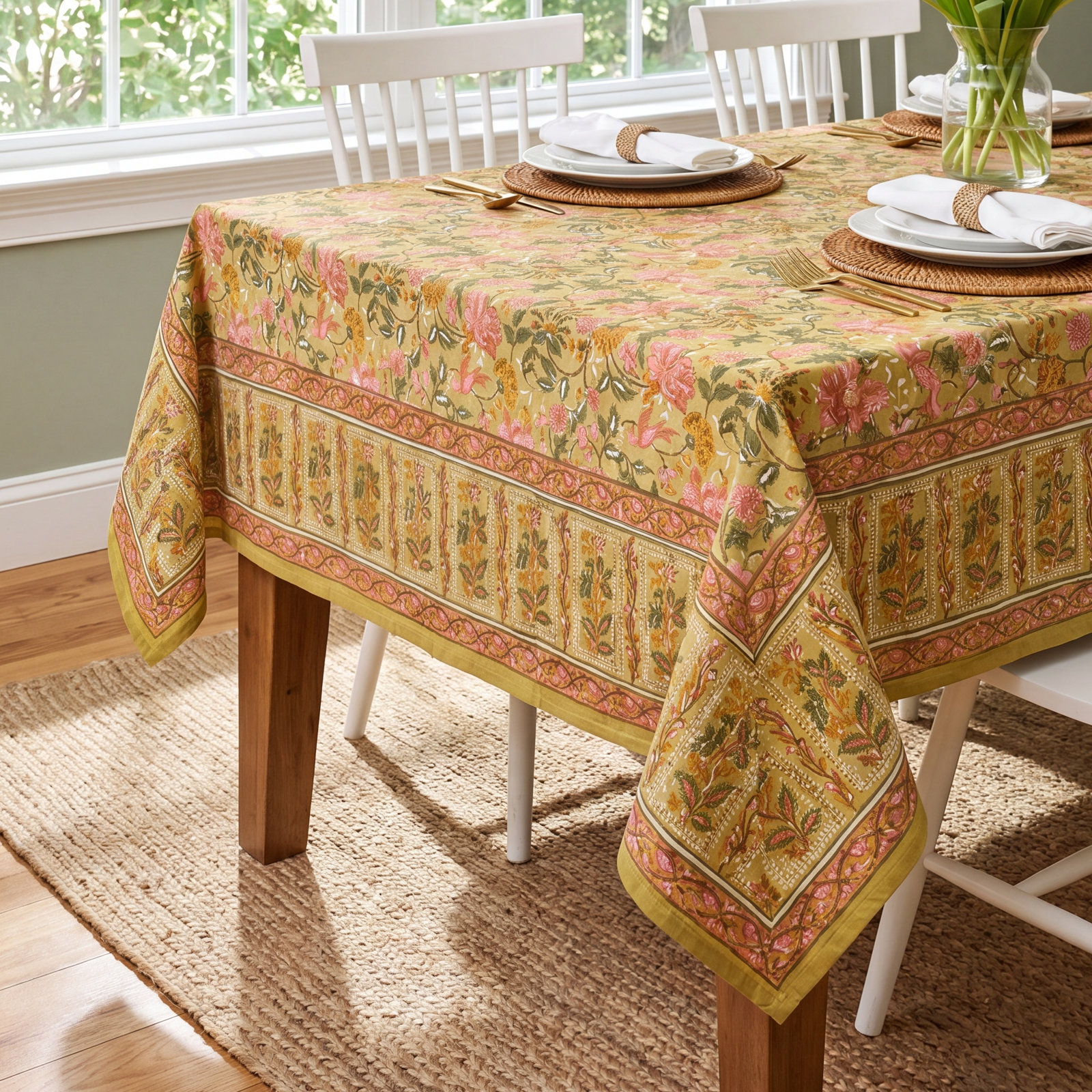Trenton Cotton Tablecloth, 59'' Square