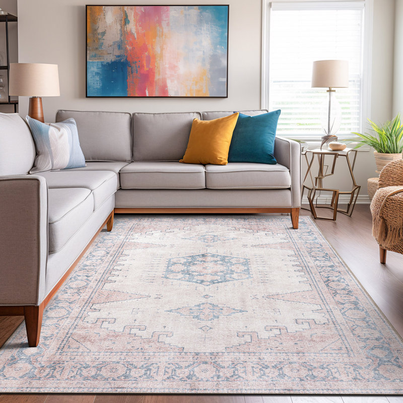 Tapis beige antidérapant Labarbera, Rectangle 6 pi x 9 pi