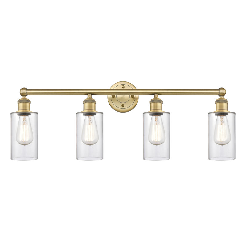 Caldello 4 - Light Dimmable Vanity Light, Clear, Brushed Brass