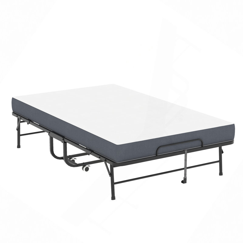 75"X46" Wide Folding Bed For Tall People, Extra Long & Wide Rollaway Bed With 5" Memory Foam, Heavy-Duty 450Lbs Capacity Guest Bed, Spacious Portable Cot