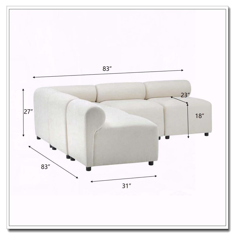 Canapé modulaire modulaire en chenille, 4, Beige1 + 5 pièces