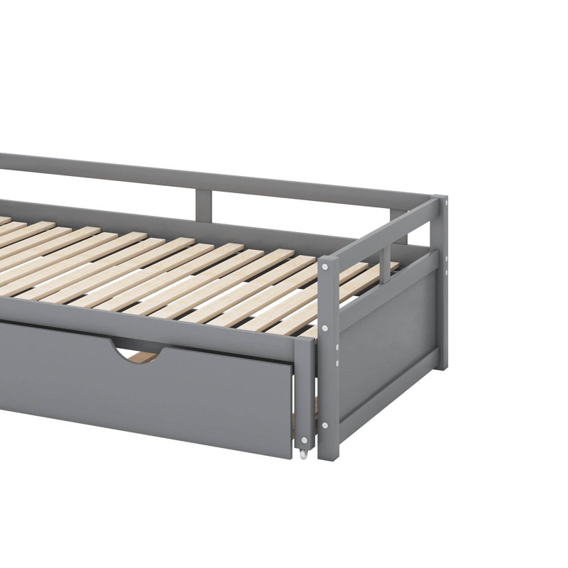Twin Size Extending Daybed With Trundle, Gray