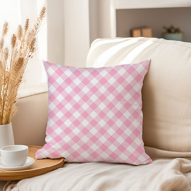 Gingham Pattern XV Pink Modern, 18" H x 18" W