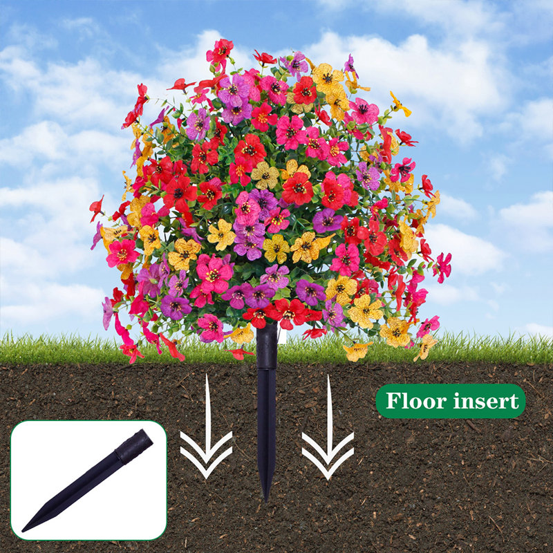 Ensemble de 2 arbres artificiels de 1,97 pi avec épis moulus, plantes artificielles en pot résistantes aux intempéries avec fleurs pour la véranda