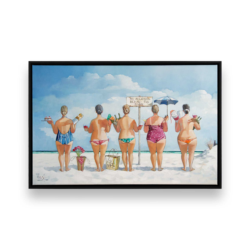 La Dolce Vita - Beach Friends, H 12,75 po x l 18,75 po, Toile avec cadre, Noir satiné