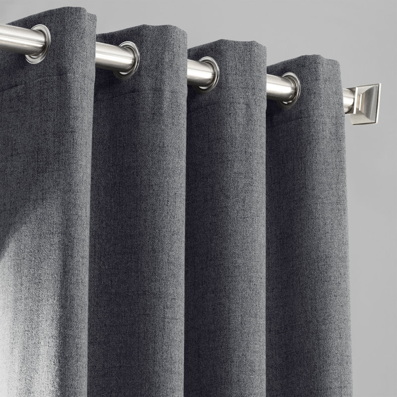 Rideaux à oeillets en laine pour chambre à coucher Bosi, Gris moderne, 50 po x 108 po