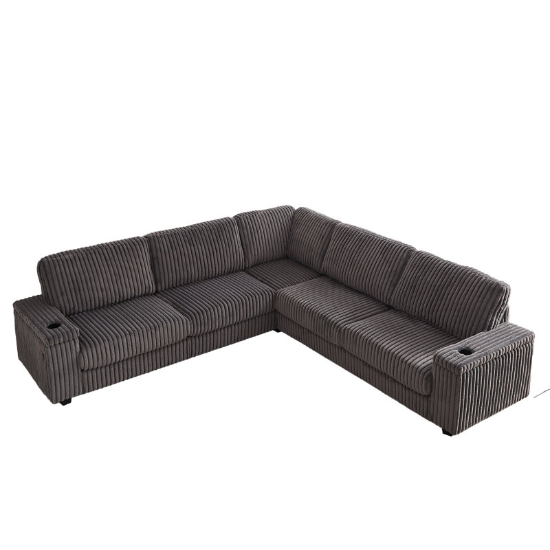 Canapé cylindrique en L 110 po Cylan, Gris foncé