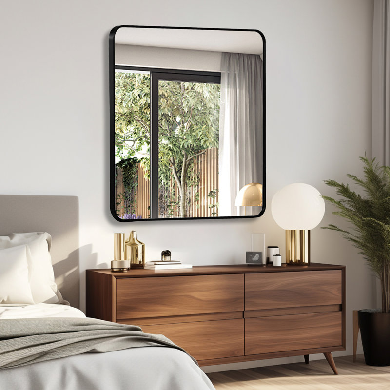 Miroir mural mural en métal pour salle de bain, 36 po x 36 po