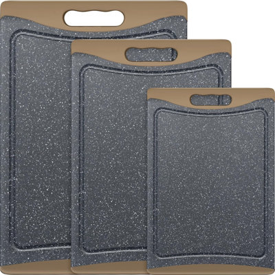 Extra Large Cutting Boards, Plastic Cutting Boards For Kitchen (Set Of 3) Cutting Board Set Dishwasher Chopping Board With Juice Grooves Easy-Grip Handles, Prussian Blue