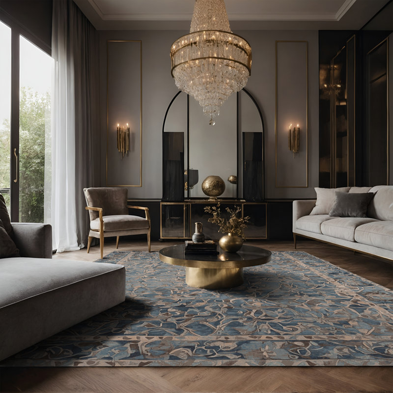 Tapis gris soyeux et moelleux, Rectangle 7 pi x 10 pi