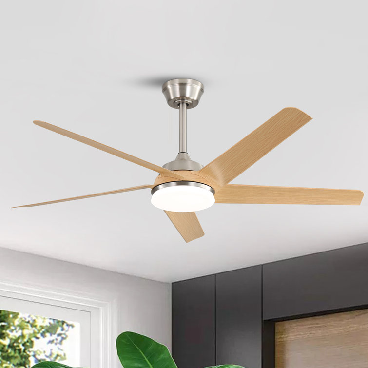 52'' 5-Blade Sand Nickle Modern Ceiling Fan With Led Light and Remote Control