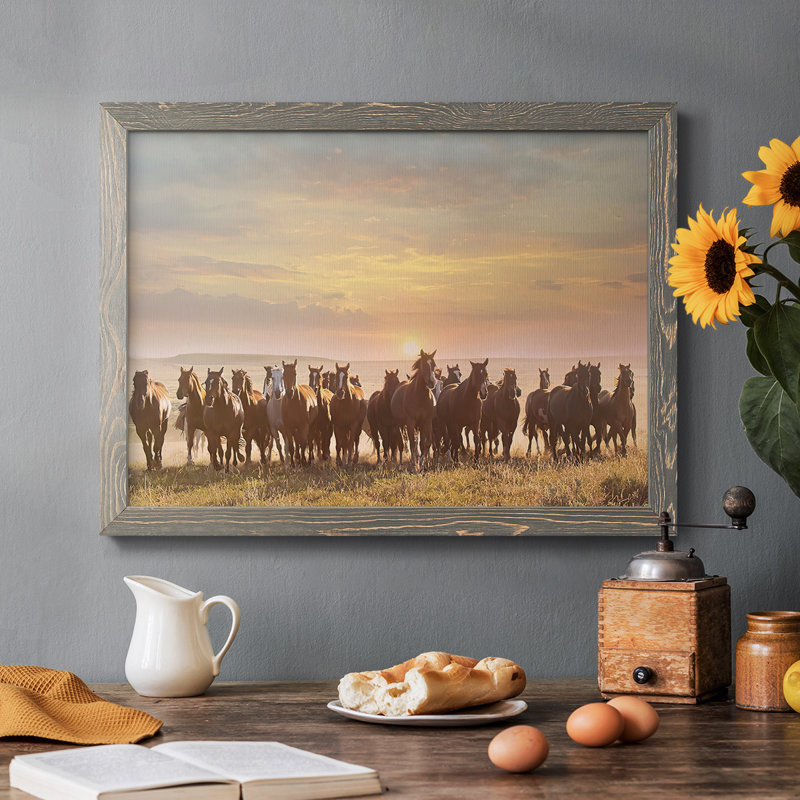 «Horse Motion I», reproduction encadrée sur toile par J Paul, Cadre photo gris simple, H 22 po x l 32 po x P 1,5 po
