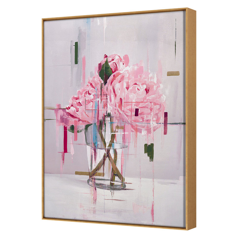 Peonies Vase Print by Hong, Hoa, Gold Framed, 60" H x 42" W