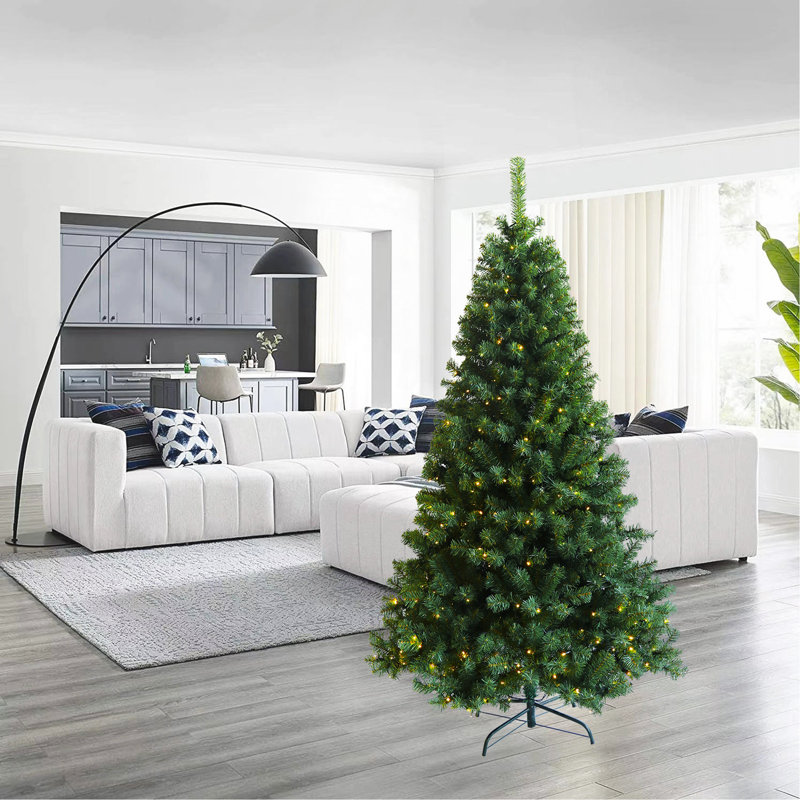 Arbre de Noël articulé artificiel pré-éclairé 6 pi avec support pliable