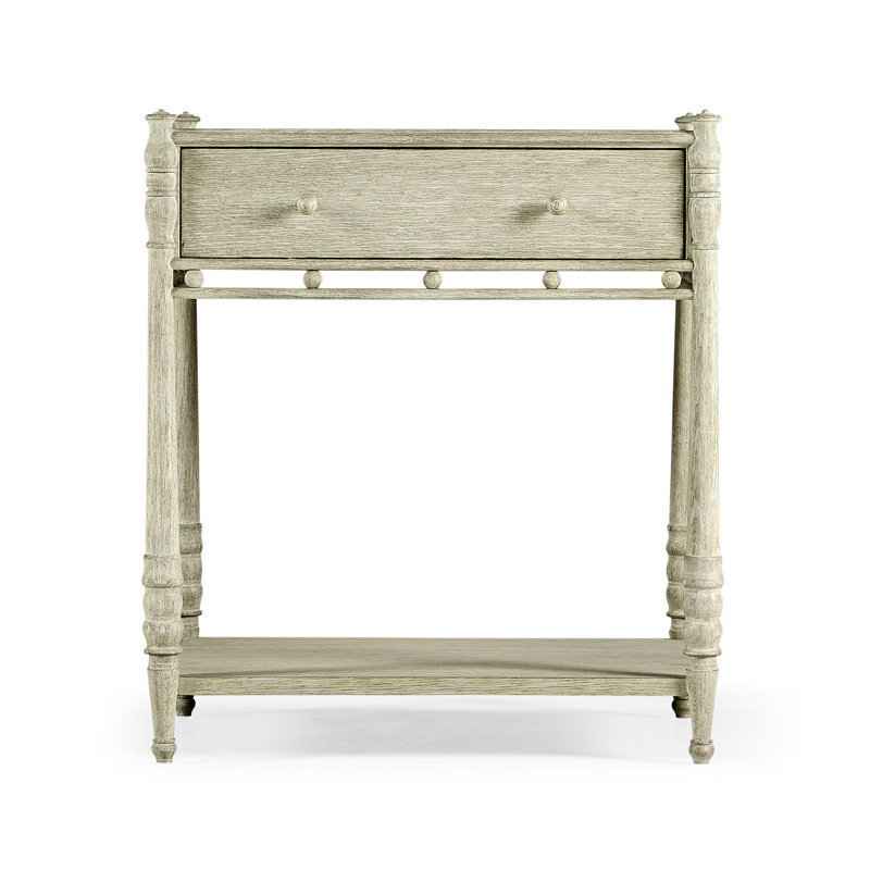 Table de chevet en bois massif Morris en chêne gris délavé