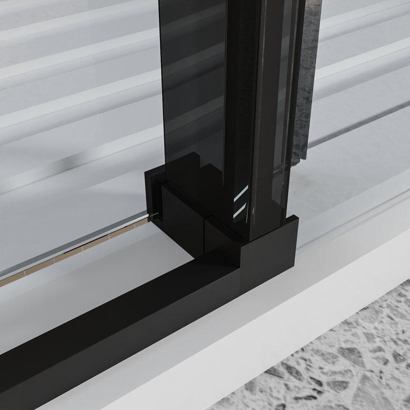 DeerValley 56" - 60" W x 76" H Single Sliding Frameless Shower Door with 3/8" Tempered Glass, Stainless Steel Accessories