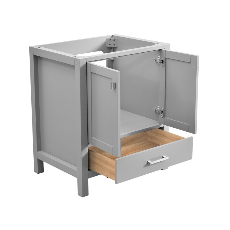 Meuble-lavabo autoportant gris en bois massif 30 po avec lavabo et lavabo 30 po