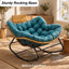 Chaise berçante en osier 39,37 "avec coussin en coton épais et appui-tête en rotin-200166483