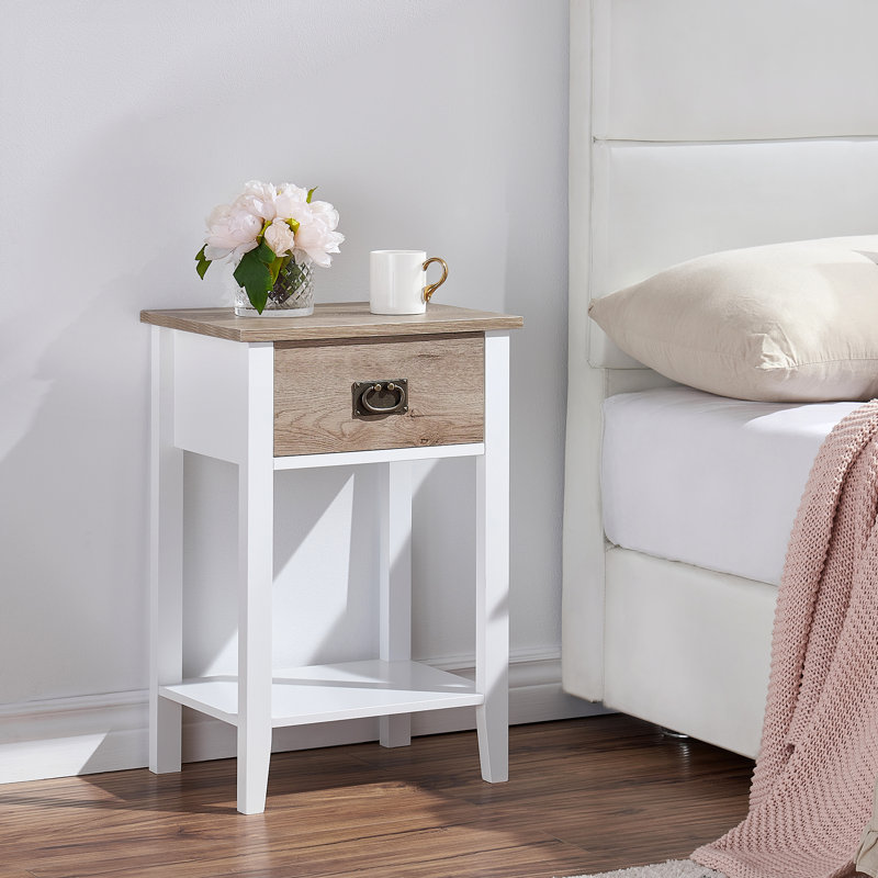 Miramontes 15.7'' W Nightstand, Set of 2, White/Oak