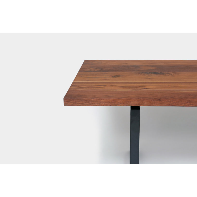 Gax Walnut Wood Dining Table, 36" W x 96" L, Polished Stainless Steel