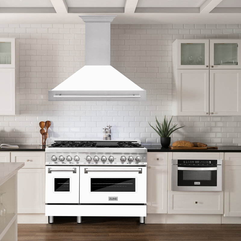 48" 700 CFM Ducted Wall Mount Range Hood, White Matte