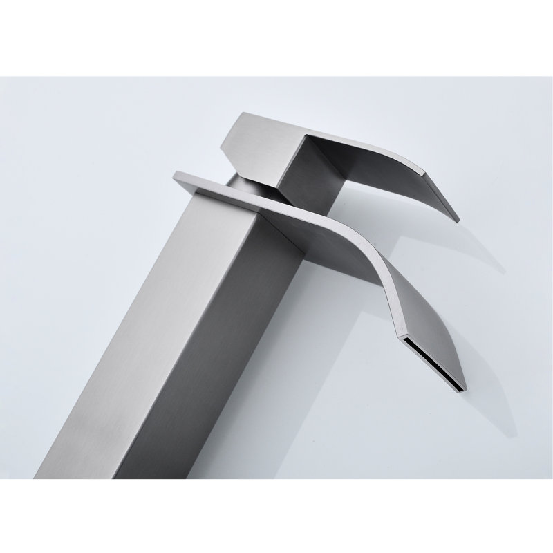 Robinet de lavabo pour salle de bain Waterfall, Nickel brossé