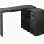 Bureau d'ordinateur en L pivotant à 180 ° avec tablette de rangement, tiroir et armoire