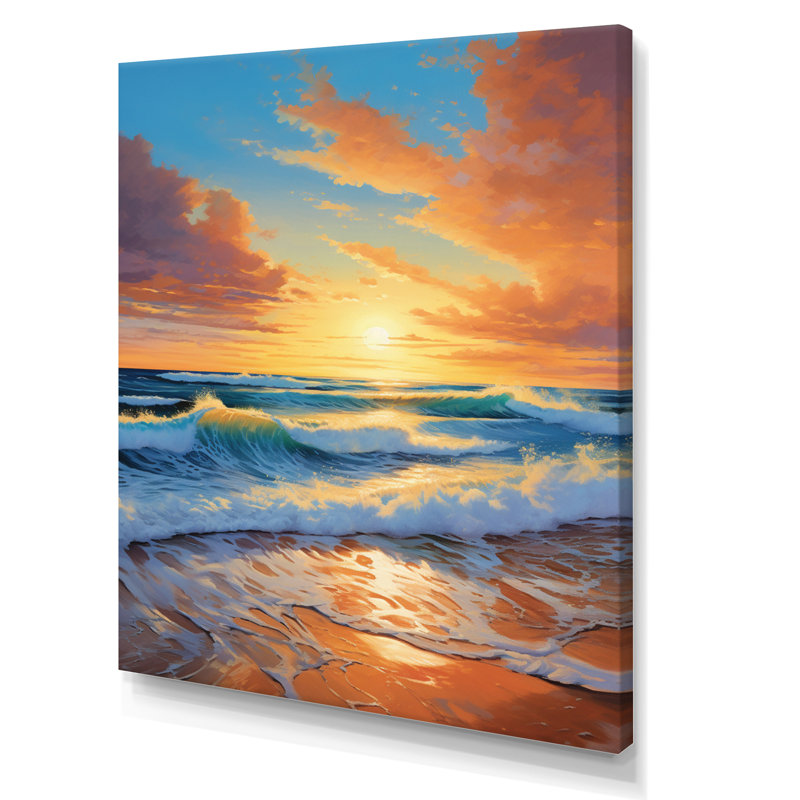 «Beach Photo Sunlit Horizons IV», reproduction sur toile, L 12 po x H 20 po, Toile tendue