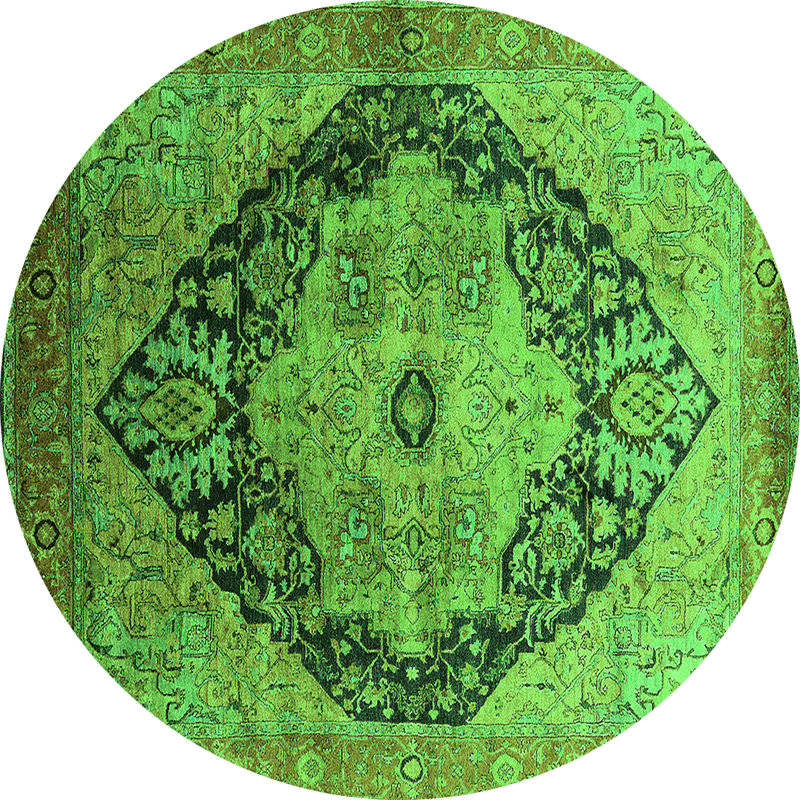 Washable Oriental Indoor Rug, Round 3'