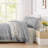 Andency Oversized King Ruffle Comforter Set 120x120, 3 Pieces Silver Gray Lightweight Fluffy Super King Bedding Set, Shabby Chic Famhouse All Season Bed Set for Girls Women-124610442-124610434